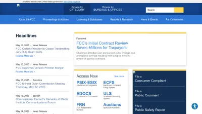 Screenshot of Fcc.gov