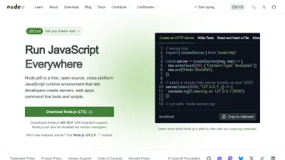 Screenshot preview of nodejs.org
