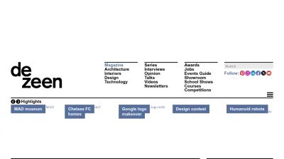 Screenshot preview of dezeen.com