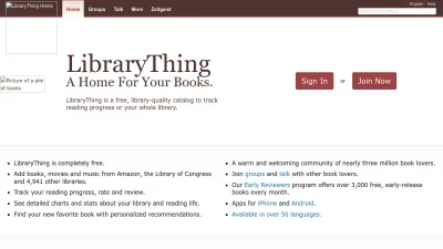 Screenshot preview of librarything.com