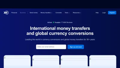 Screenshot preview of xe.com