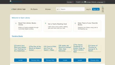 Screenshot of Openlibrary.org