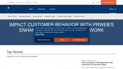 Screenshot preview of prweb.com
