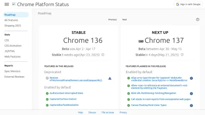 Screenshot of Chromestatus.com