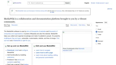 Screenshot preview of mediawiki.org