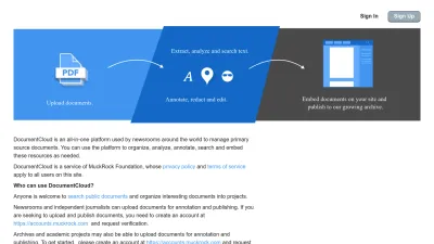 Screenshot of Documentcloud.org