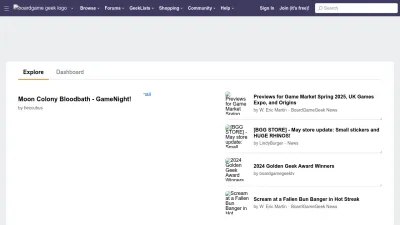 Screenshot preview of boardgamegeek.com