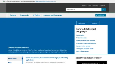 Screenshot preview of uspto.gov