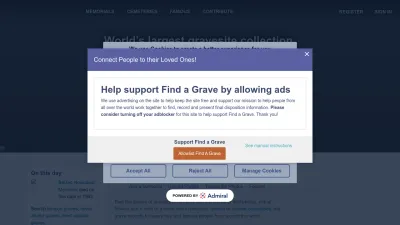 Screenshot preview of findagrave.com