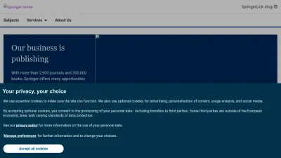 Screenshot of Springer.com