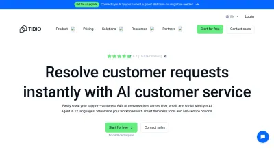 Screenshot preview of tidio.com