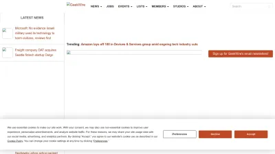 Screenshot preview of geekwire.com