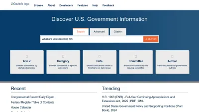 Screenshot of Govinfo.gov