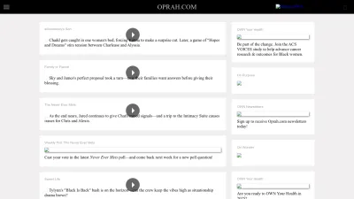 Screenshot preview of oprah.com