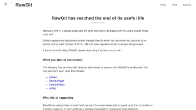Screenshot of Rawgit.com