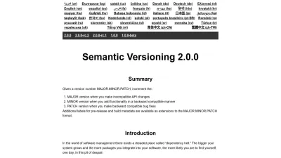 Screenshot of Semver.org