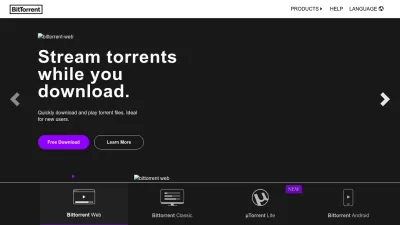 Screenshot preview of bittorrent.com