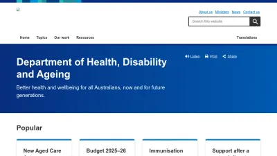 Screenshot preview of health.gov.au