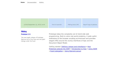Screenshot preview of prototypejs.org