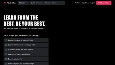 Screenshot of Masterclass.com