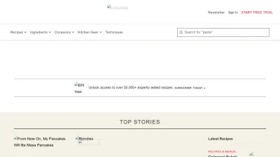 Screenshot preview of epicurious.com