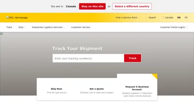 Screenshot preview of dhl.com