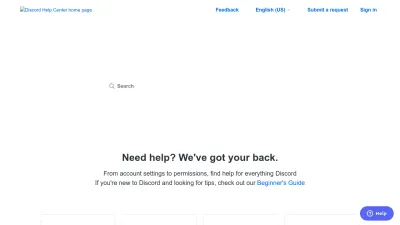 Screenshot of Support.discord.com