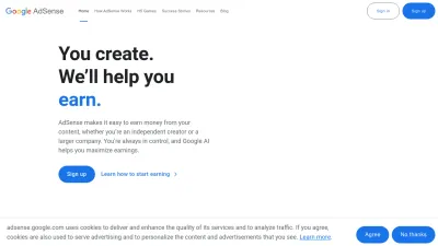 Screenshot preview of adsense.google.com