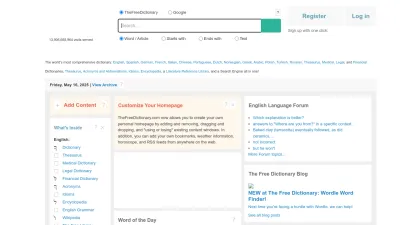 Screenshot of Thefreedictionary.com