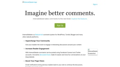 Screenshot of Intensedebate.com