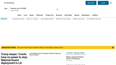 Screenshot preview of mercurynews.com