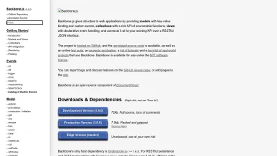 Screenshot of Backbonejs.org