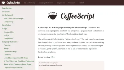 Screenshot of Coffeescript.org