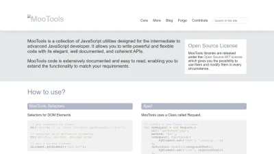 Screenshot preview of mootools.net