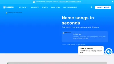 Screenshot of Shazam.com
