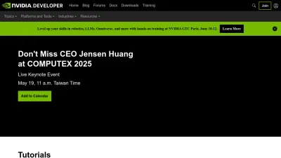 Screenshot of Developer.nvidia.com