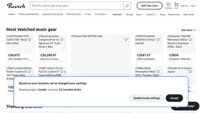 Screenshot preview of reverb.com