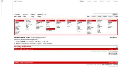 Screenshot preview of dafont.com