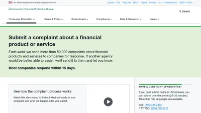 Screenshot of Consumerfinance.gov