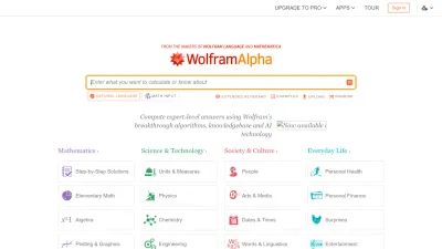 Screenshot of Wolframalpha.com