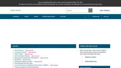 Screenshot of Agupubs.onlinelibrary.wiley.com