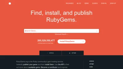 Screenshot of Rubygems.org