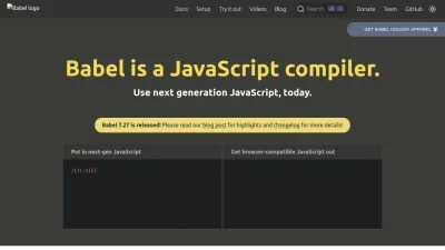 Screenshot of Babeljs.io
