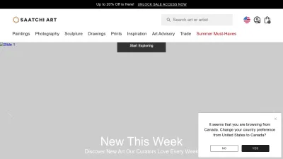 Screenshot of Saatchiart.com