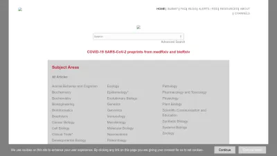 Screenshot of Biorxiv.org
