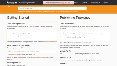 Screenshot preview of packagist.org