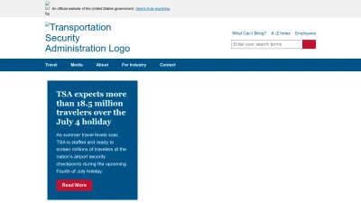Screenshot preview of tsa.gov