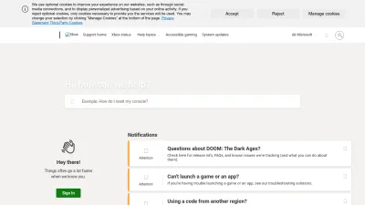 Screenshot of Support.xbox.com