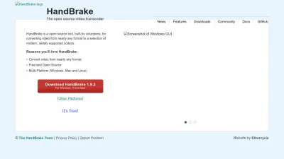 Screenshot of Handbrake.fr