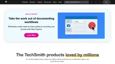 Screenshot of Techsmith.com